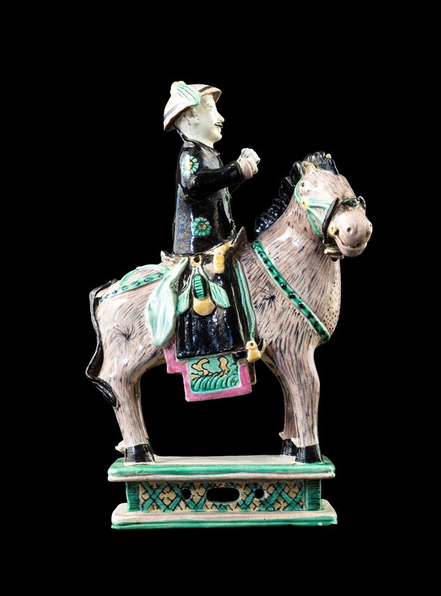 GG: Chinese biscuit porcelain model of a horse and rider | MasterArt